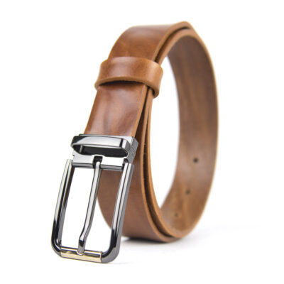 Kožený unisex opasok s dezénom PEARL GOLD, šírka 3.3cm, Slovenská výroba