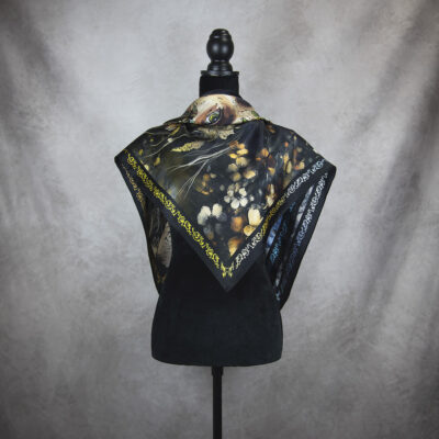 Hodvábna šatka DEŇ A NOC, 90 x 90cm, Vyrobené na Slovensku