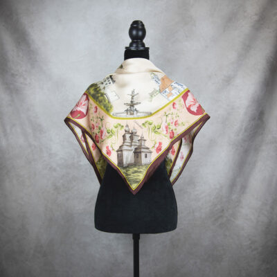 Hodvábna šatka SLOVENSKO - LOSOSOVÁ, 90 x 90cm, Vyrobené na Slovensku