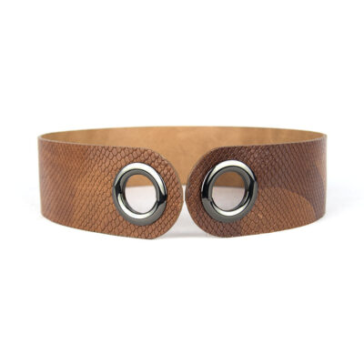 Dámsky kožený opasok pre šatku – Hadí vzor hnedý, Ručná výroba na Slovensku